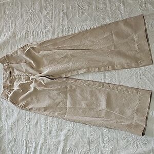 H&M pants wide leg khaki pleated waist sz 4